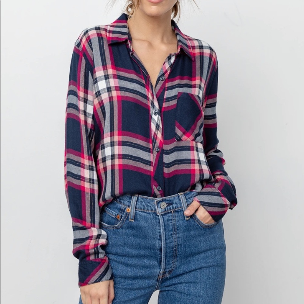 Rails “Hunter” Fuscia, Pink & Navy Buttondown Shi… - image 1